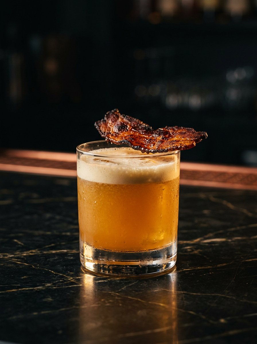 Bacon Whiskey Sour Bacon-Fat-Washed Bourbon Cocktail Rezept – Cocktail Compass