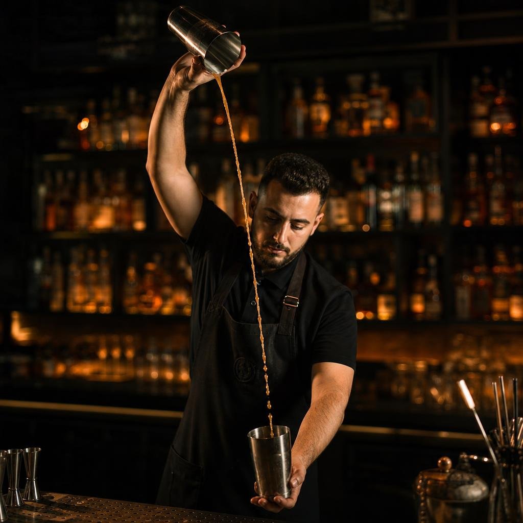 Mixtechnik: Throwing (Werfen) – Titelbild des Cocktail-Compass-Wissensartikels